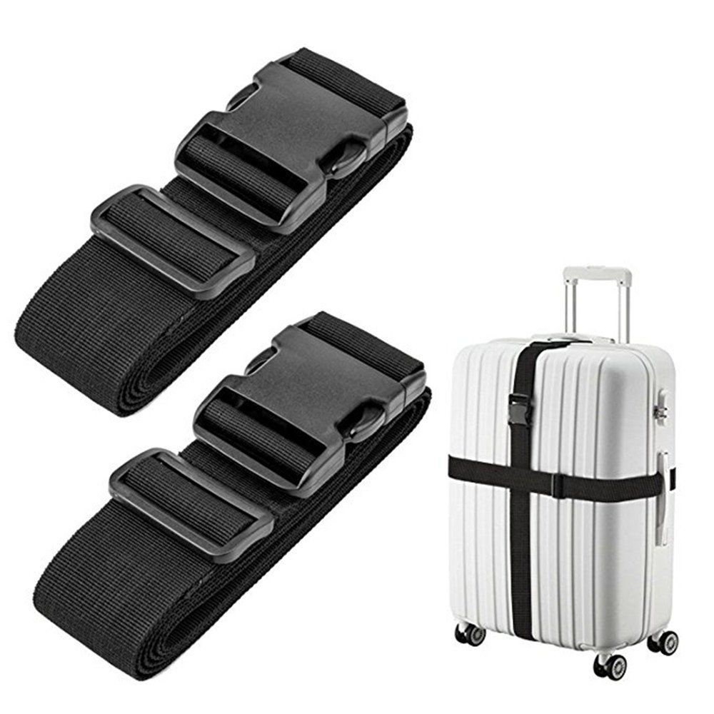 VOYAGE 2 Stück Koffergurt Koffer Gepäckgurte Lang (Schwarz) von VOYAGE