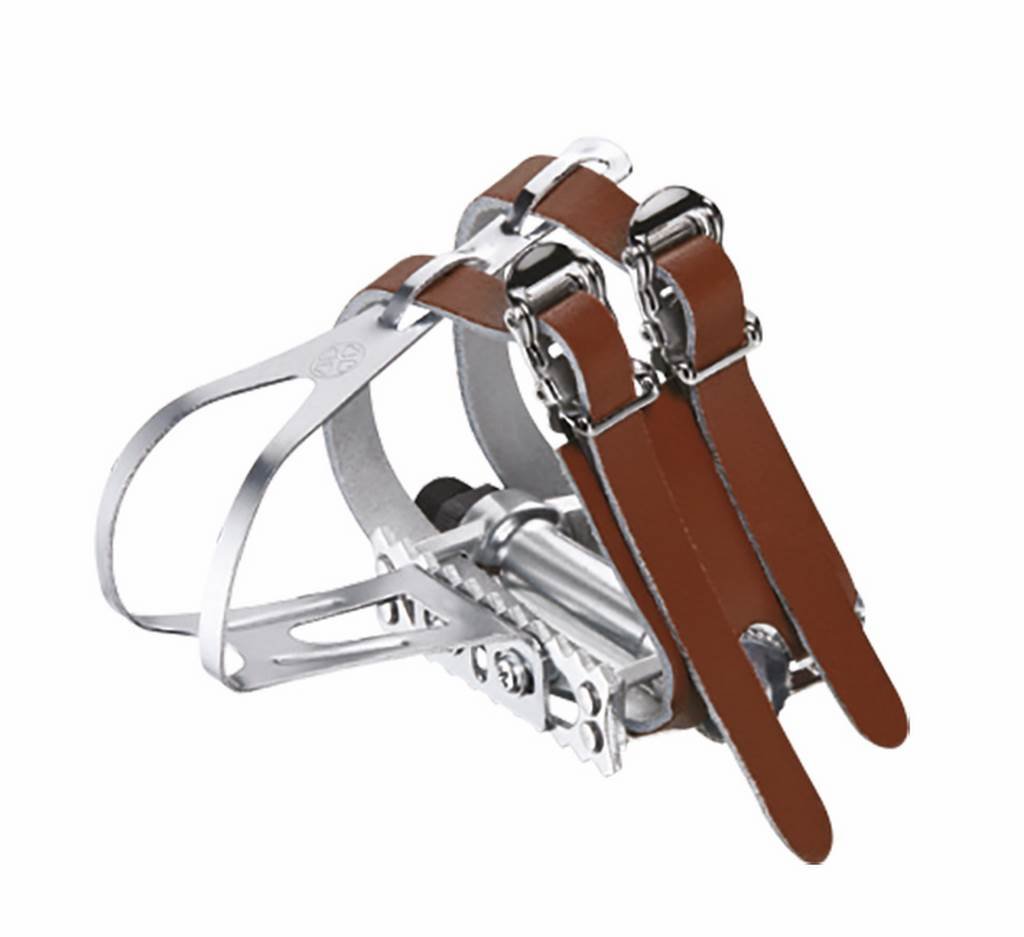 Pédale de vélo rétro avec dragonnes en aluminium avec double sangle-cuir Pédale de vélo rétro avec dragonnes en aluminium avec double sangle-cuir von VP