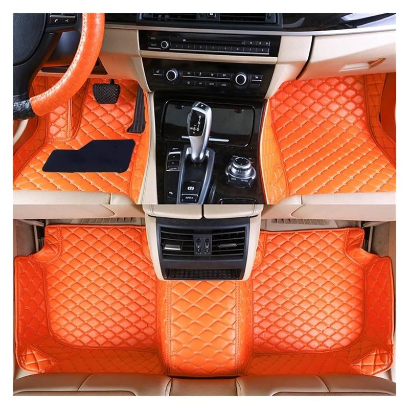 Vorne Hinten Automatten 7 Sitze Für Kia Für Sorento Für MQ4 2021 2022 2023 Custom Car Boden Matte Auto Zubehör Auto Fuß Teppich Nicht Slip(Orange) von VPLPEREQAK
