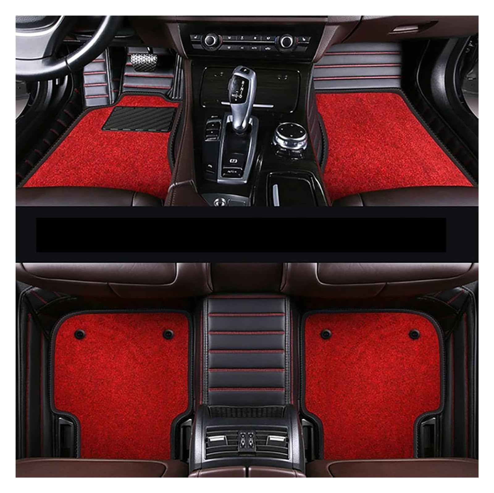 Vorne Hinten Automatten Für A&UDI A6 A5 A4 A3 A2 R8 Q3 Q5 Q7 S4 S5 S6 S7 A7 A8 A6L TT Auto-Fußmatten, Individuelle Auto-Fußmatten, rutschfeste Auto-Bodenmatte(Black Red Line - Red) von VPLPEREQAK