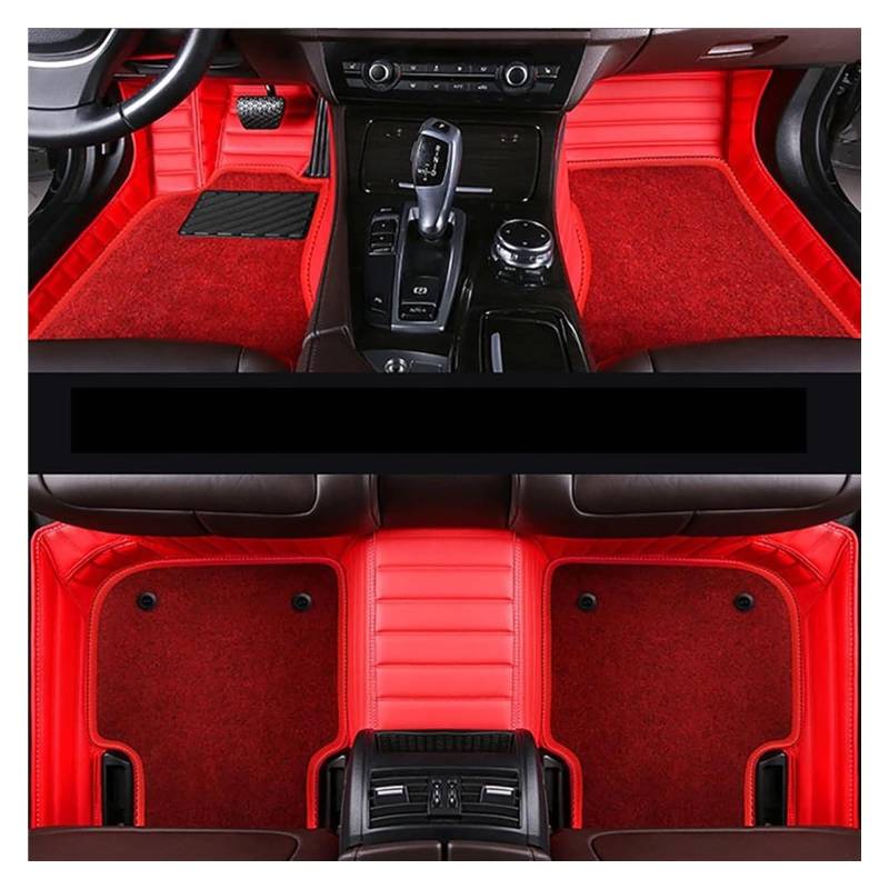 Vorne Hinten Automatten Für A&UDI A6 A5 A4 A3 A2 R8 Q3 Q5 Q7 S4 S5 S6 S7 A7 A8 A6L TT Auto-Fußmatten, Individuelle Auto-Fußmatten, rutschfeste Auto-Bodenmatte(Red-red) von VPLPEREQAK