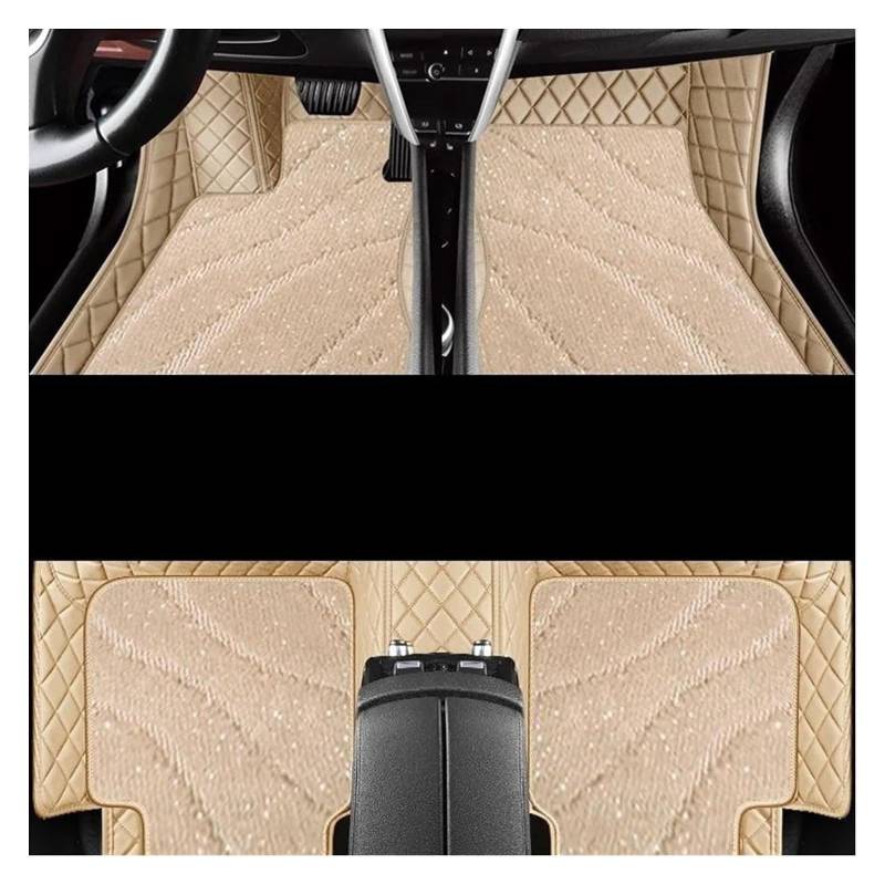 Vorne Hinten Automatten Für A&UDI Für A6 Für C7 Für Allroad 2007 2009 2011 2012 Auto Innen Schutz Fuß Teppich Teppich Boden Matte Set(Beige 2) von VPLPEREQAK
