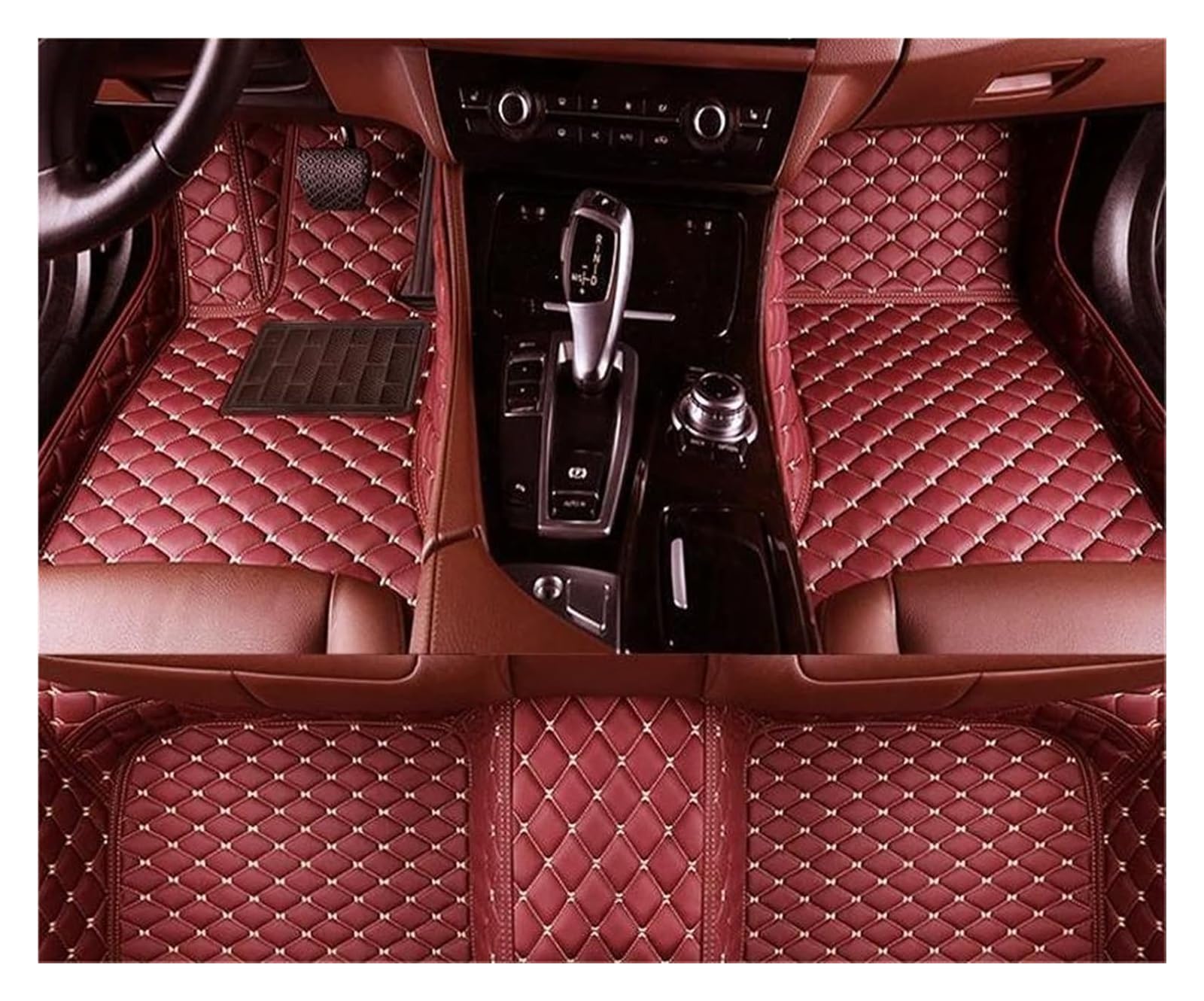 Vorne Hinten Automatten Für A&UDI Q7 Vier Sitz 2006 2007 2008 2009 2010-2015 Auto Fußmatten Benutzerdefinierte Auto Fuß Pads Automobil Teppich Abdeckung(Wine RED) von VPLPEREQAK