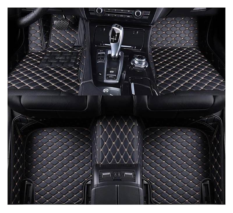 Vorne Hinten Automatten Für Alfa Für Romeo Für Giulia 2015-2023 Auto Zubehör Fuß Teppich Teppich Boden Matte Set Fußmatten Auto Fußmatten(Black Gold) von VPLPEREQAK