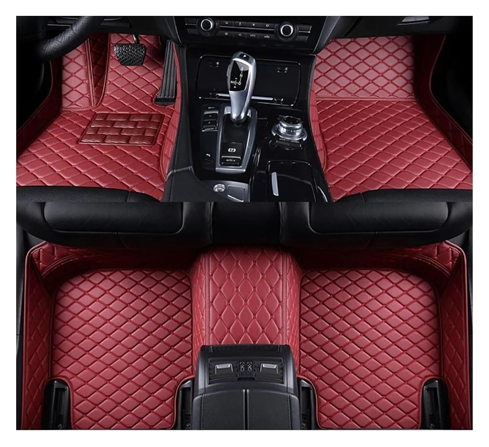 Vorne Hinten Automatten Für Alfa Für Romeo Für Giulia 2015-2023 Auto Zubehör Fuß Teppich Teppich Boden Matte Set Fußmatten Auto Fußmatten(Wine RED) von VPLPEREQAK