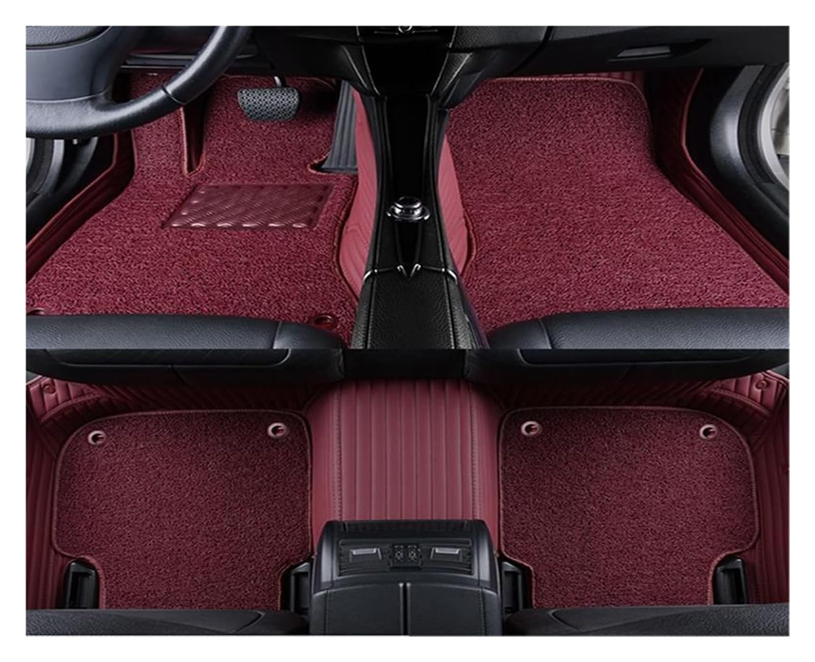 Vorne Hinten Automatten Für B&MW X5 E70 2006–2013 Zweilagige Gestreifte PU-Leder-Auto-Fußmatte, Innendetails, Teppich, rutschfeste Auto-Fußmatte(Style 5) von VPLPEREQAK