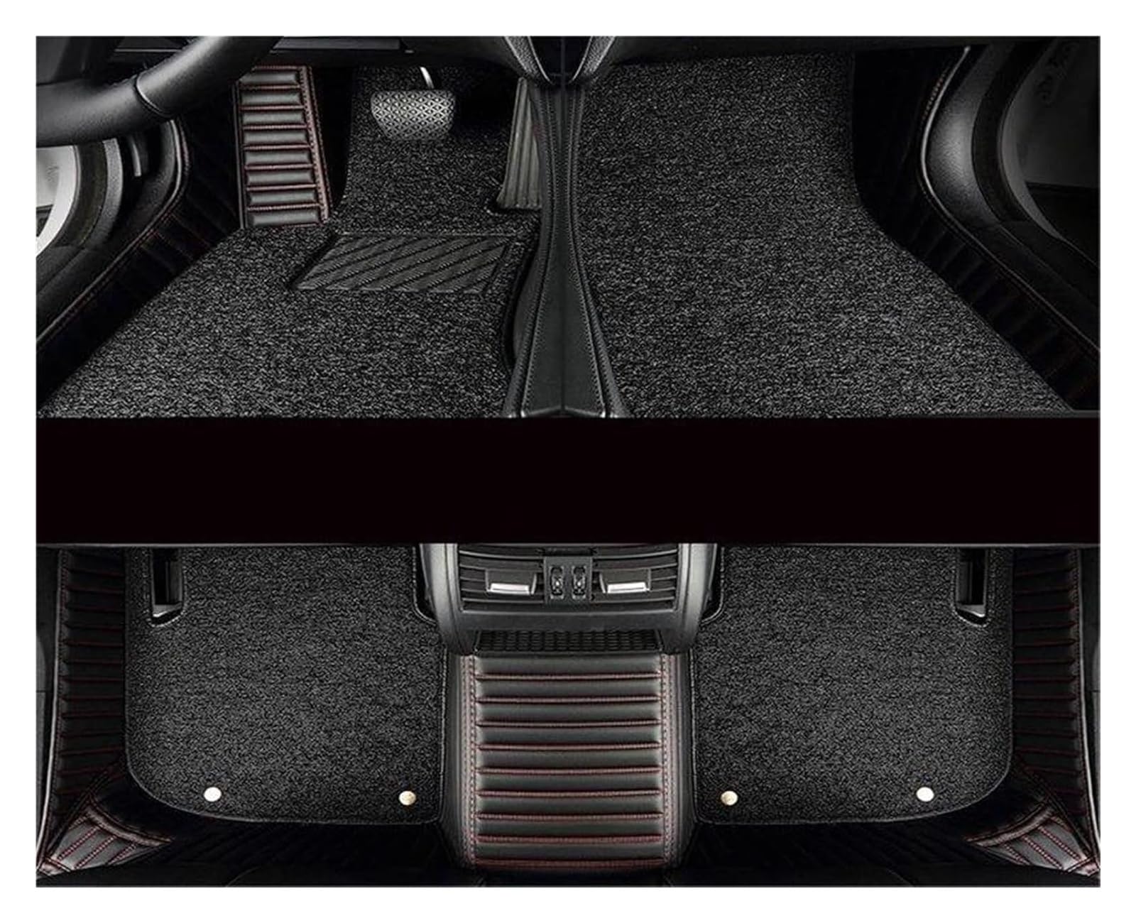 Vorne Hinten Automatten Für B&MW X5 E70 2006–2013 Zweilagige Gestreifte PU-Leder-Auto-Fußmatte, Innendetails, Teppich, rutschfeste Auto-Fußmatte(Style 6) von VPLPEREQAK