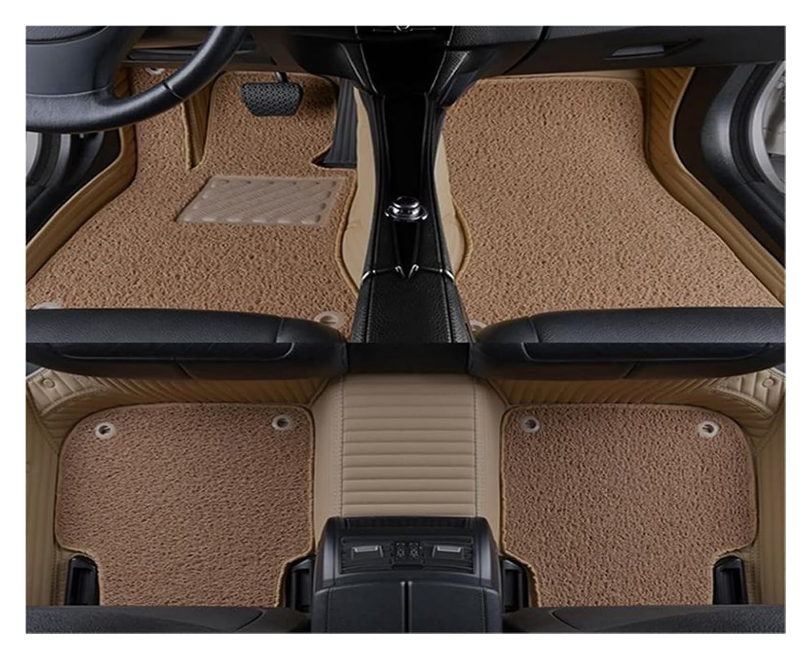 Vorne Hinten Automatten Für B&MW X5 E70 2006–2013 Zweilagige Gestreifte PU-Leder-Auto-Fußmatte, Innendetails, Teppich, rutschfeste Auto-Fußmatte(Style 7) von VPLPEREQAK
