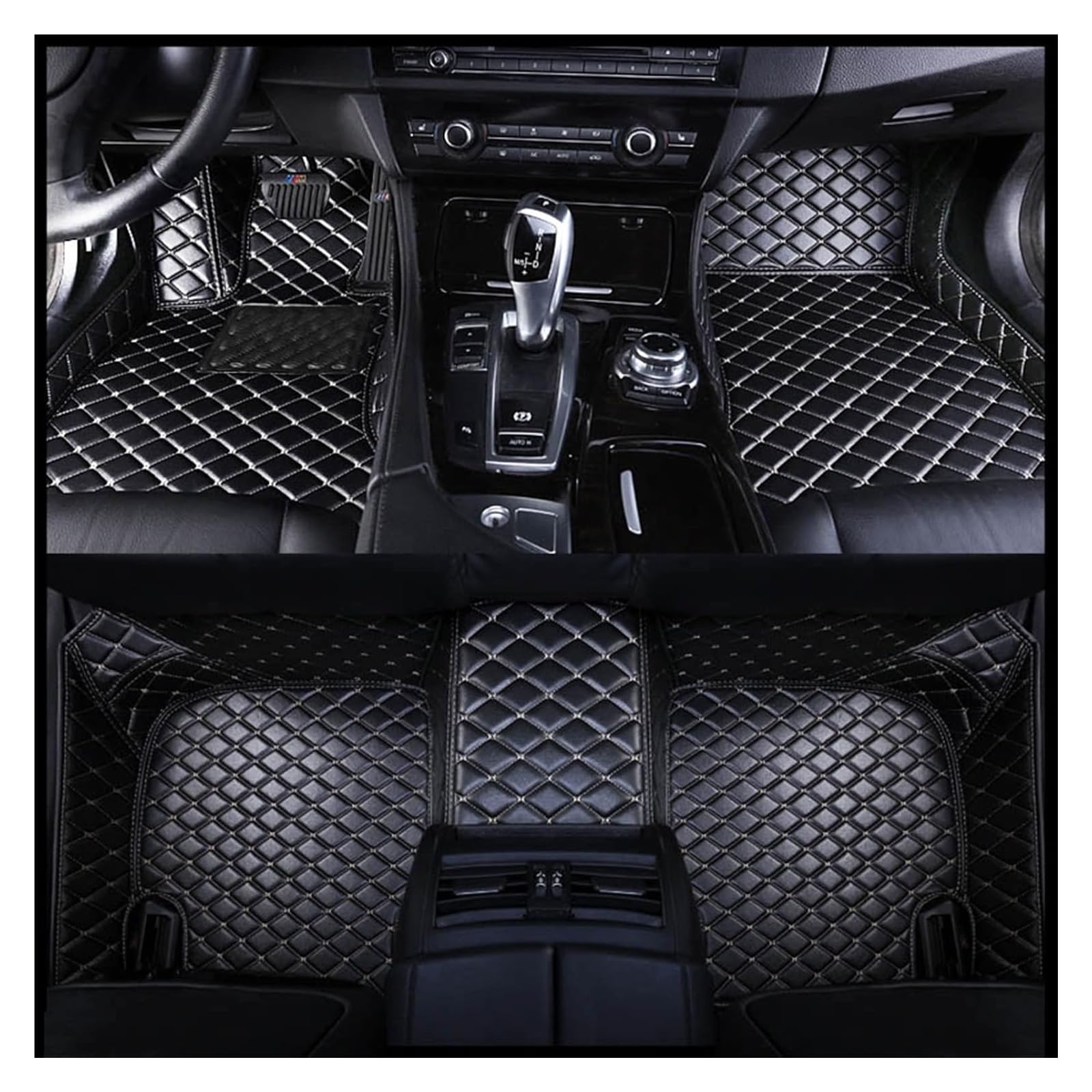 Vorne Hinten Automatten Für Citroen Für DS DS3 DS4 DS5 DS7 DS9 Auto-Fußmatten Fuß Coche Zubehör Teppiche wasserdichte Kofferraummatten rutschfest(Black beige) von VPLPEREQAK