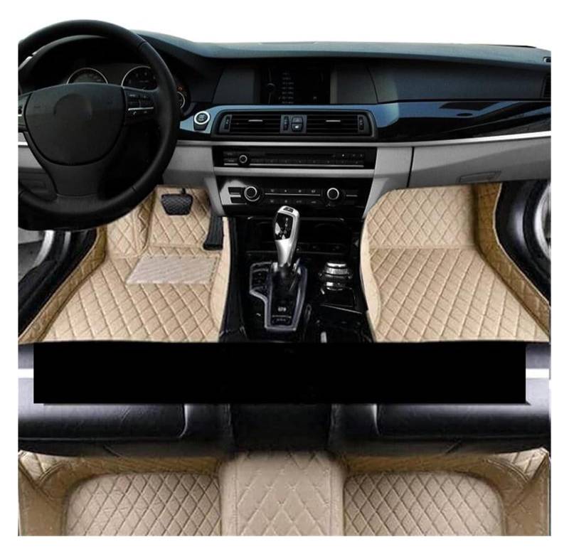 Vorne Hinten Automatten Für Dacia Für Jogger RJI 2021 2022 2023 Auto Fußmatten Leder Matte Deckt Böden Auto Zubehör Innen Tapisserie Nicht Slip(LHD Beige) von VPLPEREQAK
