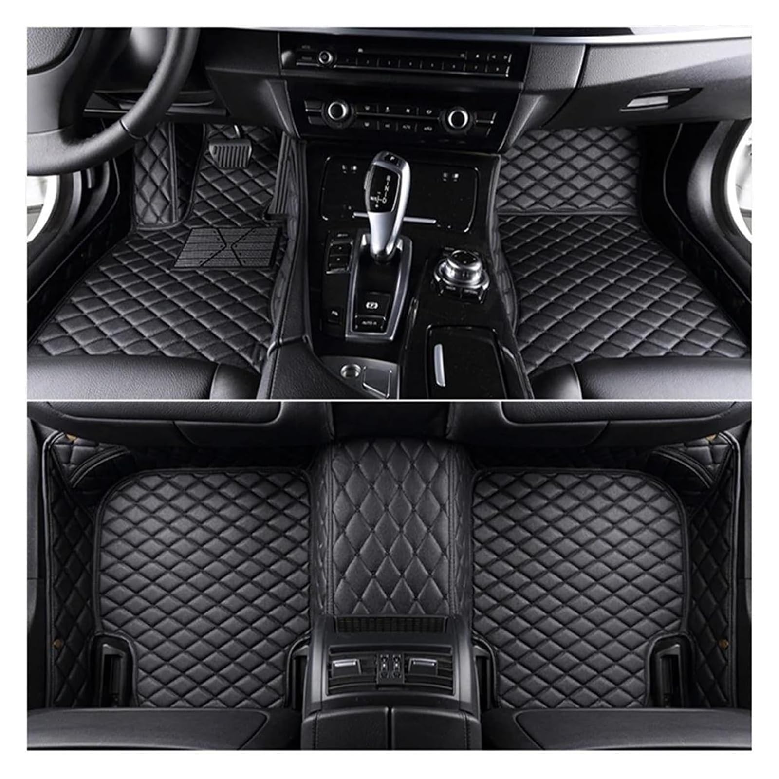 Vorne Hinten Automatten Für Je&ep Für Commander 2018 2019 2020 2021 2022 2023 Auto Fußmatten 4 Türen Innen Zubehör Teppich Teppich Boden Matte Set(Black) von VPLPEREQAK