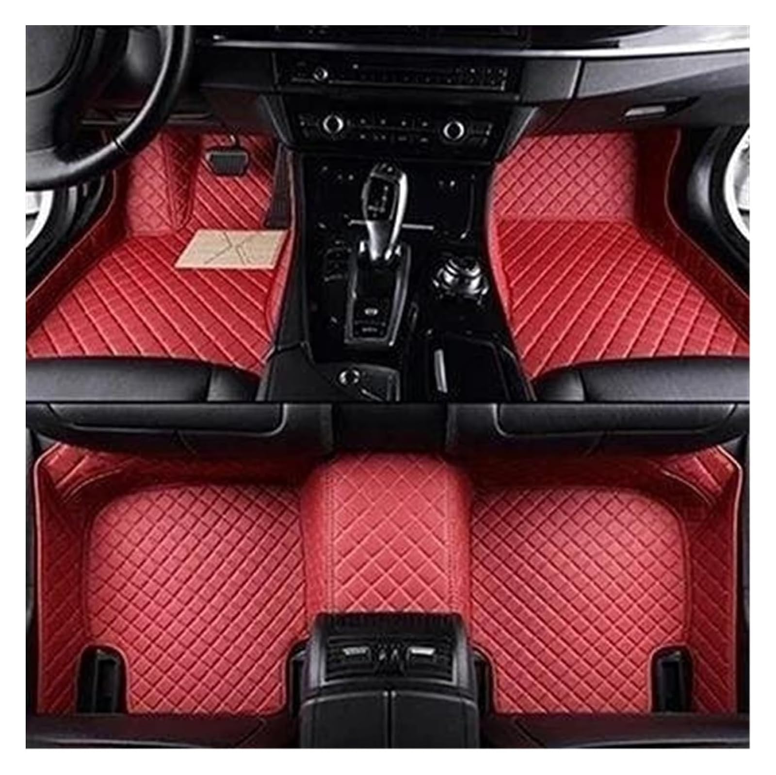 Vorne Hinten Automatten Für Je&ep Für Commander 2018 2019 2020 2021 2022 2023 Auto Fußmatten 4 Türen Innen Zubehör Teppich Teppich Boden Matte Set(Red) von VPLPEREQAK
