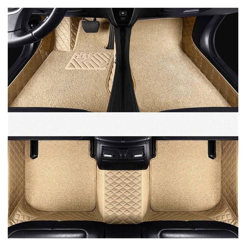 Vorne Hinten Automatten Für Je&ep Für Grand Cherokee WK2 2018 2017 2016 2015 2014 2013 2012 Auto Innen Zubehör Anti-schmutzige Teppiche Dash Matten Nicht Slip Auto Boden Matte(Beige Double Layer) von VPLPEREQAK