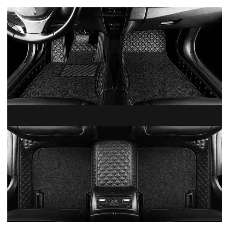 Vorne Hinten Automatten Für Je&ep Für Grand Cherokee WK2 2018 2017 2016 2015 2014 2013 2012 Auto Innen Zubehör Anti-schmutzige Teppiche Dash Matten Nicht Slip Auto Boden Matte(Black Double Layer) von VPLPEREQAK
