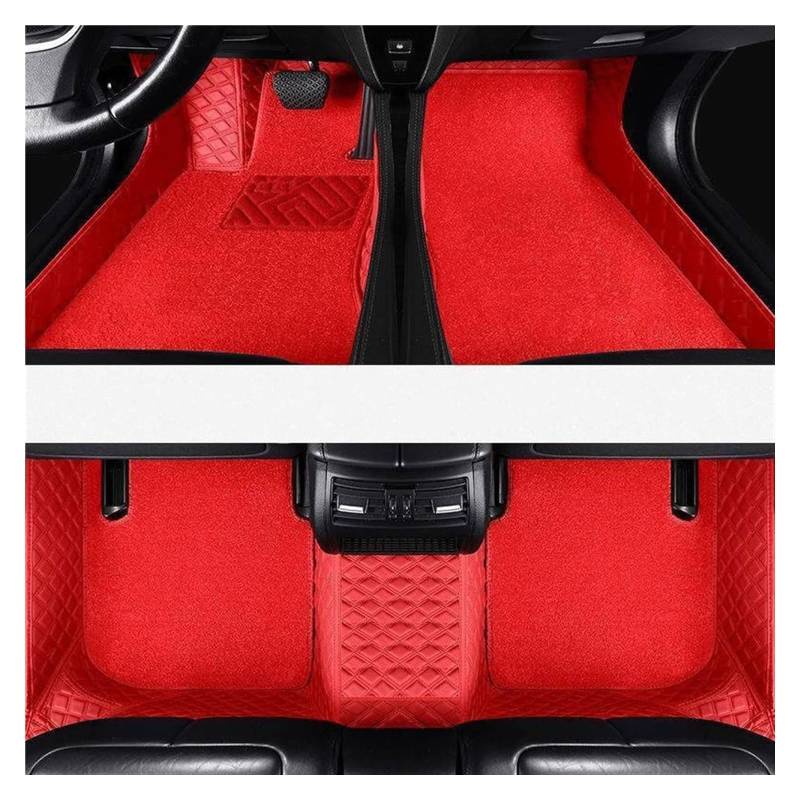 Vorne Hinten Automatten Für Je&ep Für Grand Cherokee WK2 2018 2017 2016 2015 2014 2013 2012 Auto Innen Zubehör Anti-schmutzige Teppiche Dash Matten Nicht Slip Auto Boden Matte(Red Double) von VPLPEREQAK