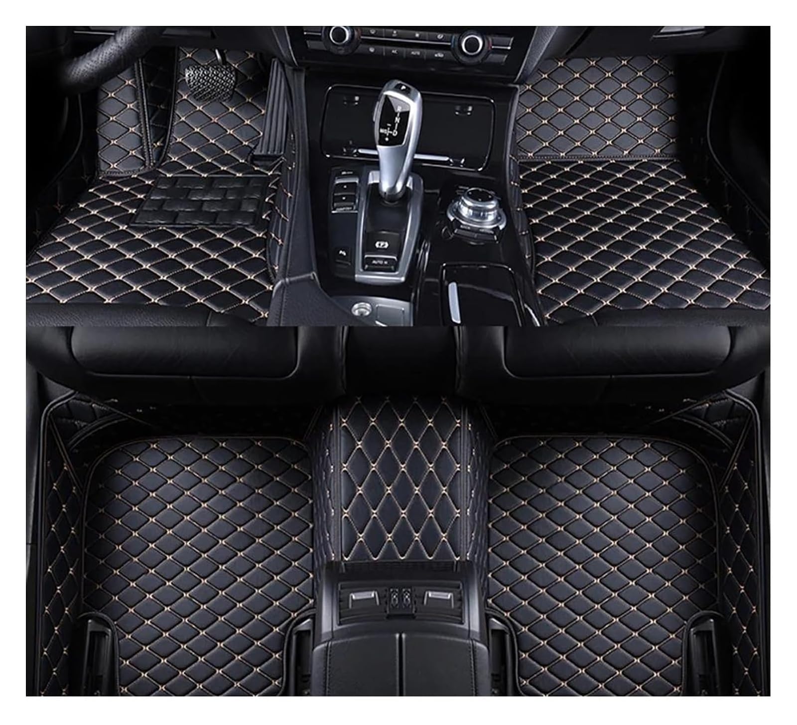 Vorne Hinten Automatten Für L&EXUS Für IS200 IS250 IS250C IS300 IS300H IS350 ISF ISC 2018 Auto Zubehör Fuß Teppich Teppich Boden Matte Set(Black Gold) von VPLPEREQAK