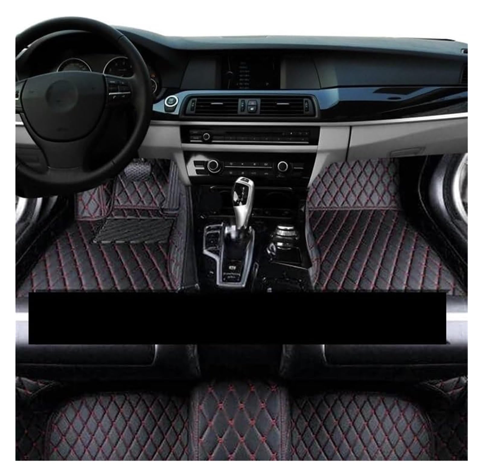 Vorne Hinten Automatten Für M&ercedes Für B&ENZ EQE V295 Limousine 2022-2025 Leder Pad Abdeckung Auto Zubehör 2020 Slip Teppich Mit Auto Fußmatten(LHD Black Red) von VPLPEREQAK