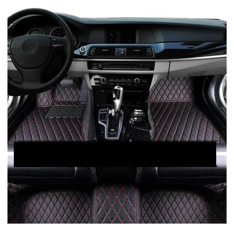 Vorne Hinten Automatten Für M&ercedes Für B&ENZ EQE V295 Limousine 2022-2025 Leder Pad Abdeckung Auto Zubehör 2020 Slip Teppich Mit Auto Fußmatten(LHD Black Red) von VPLPEREQAK