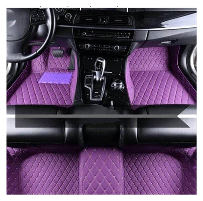Vorne Hinten Automatten Für M&ercedes Für B&ENZ EQE V295 Limousine 2022-2025 Leder Pad Abdeckung Auto Zubehör 2020 Slip Teppich Mit Auto Fußmatten(LHD Purple) von VPLPEREQAK