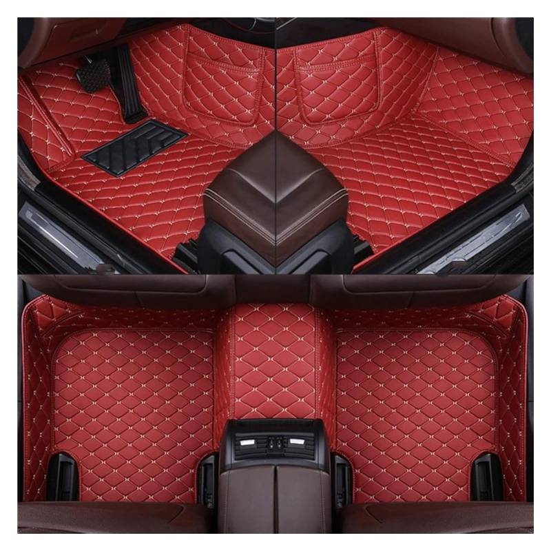 Vorne Hinten Automatten Für M&ercedes Für W204 C Klasse 2007-2013 Custom Car Boden Matte Telefon Tasche Auto Innen Details Auto Zubehör Nicht Slip(Red) von VPLPEREQAK