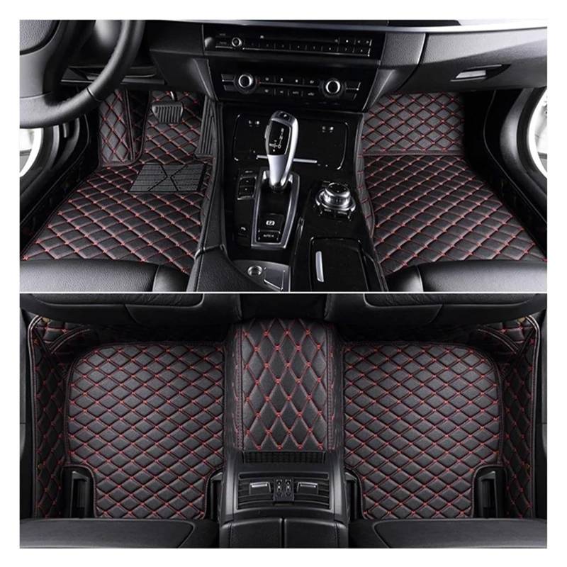 Vorne Hinten Automatten Für MG Für HS 2018 2019 2020 2021 2022 2023 Auto Fußmatten Innen Zubehör Teppich Boden Matte Set(Black Red 4pcs) von VPLPEREQAK