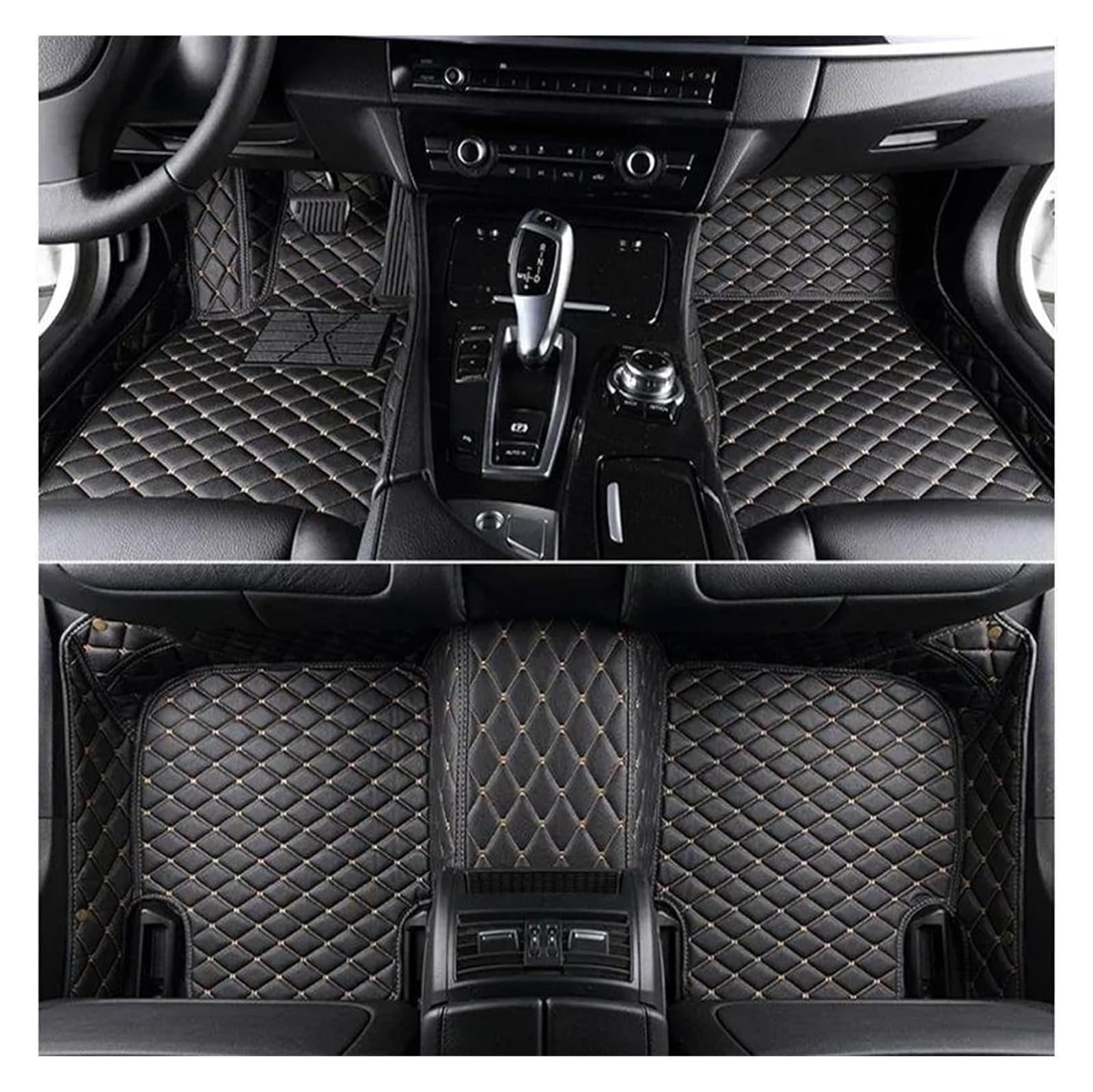 Vorne Hinten Automatten Für MG Für HS 2018 2019 2020 2021 2022 2023 Auto Fußmatten Innen Zubehör Teppich Boden Matte Set Fußmatten(Black beige) von VPLPEREQAK