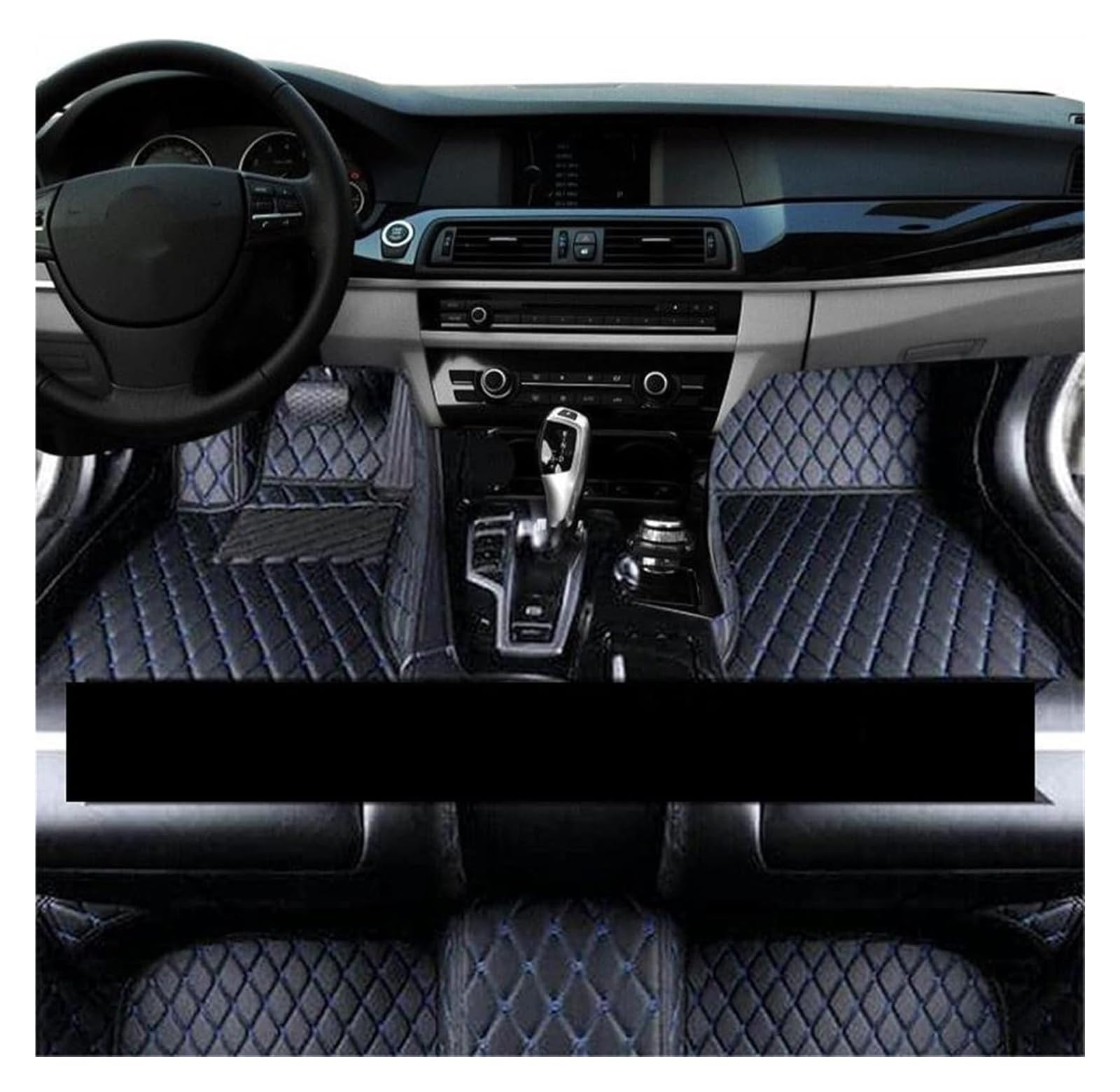 Vorne Hinten Automatten Für MG4 EV MG Für Mulan EH32 2022 2023 2024 Auto-Fußmatten Schrägheck-Teppich Ledermatte Auto-Innenraum LHD rutschfeste Auto-Fußmatte(LHD Black Blue) von VPLPEREQAK