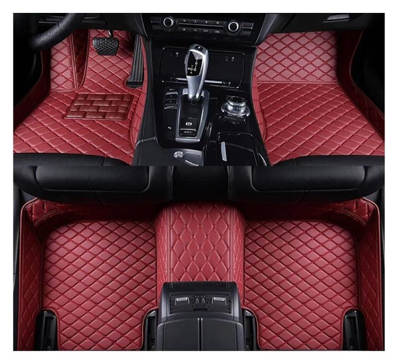 Vorne Hinten Automatten Für Mini Für Clubman Für R55 Für F54 2018 Auto Zubehör Fuß Teppich Teppich Boden Matte Set Fußmatten Auto Fußmatten(Wine RED) von VPLPEREQAK