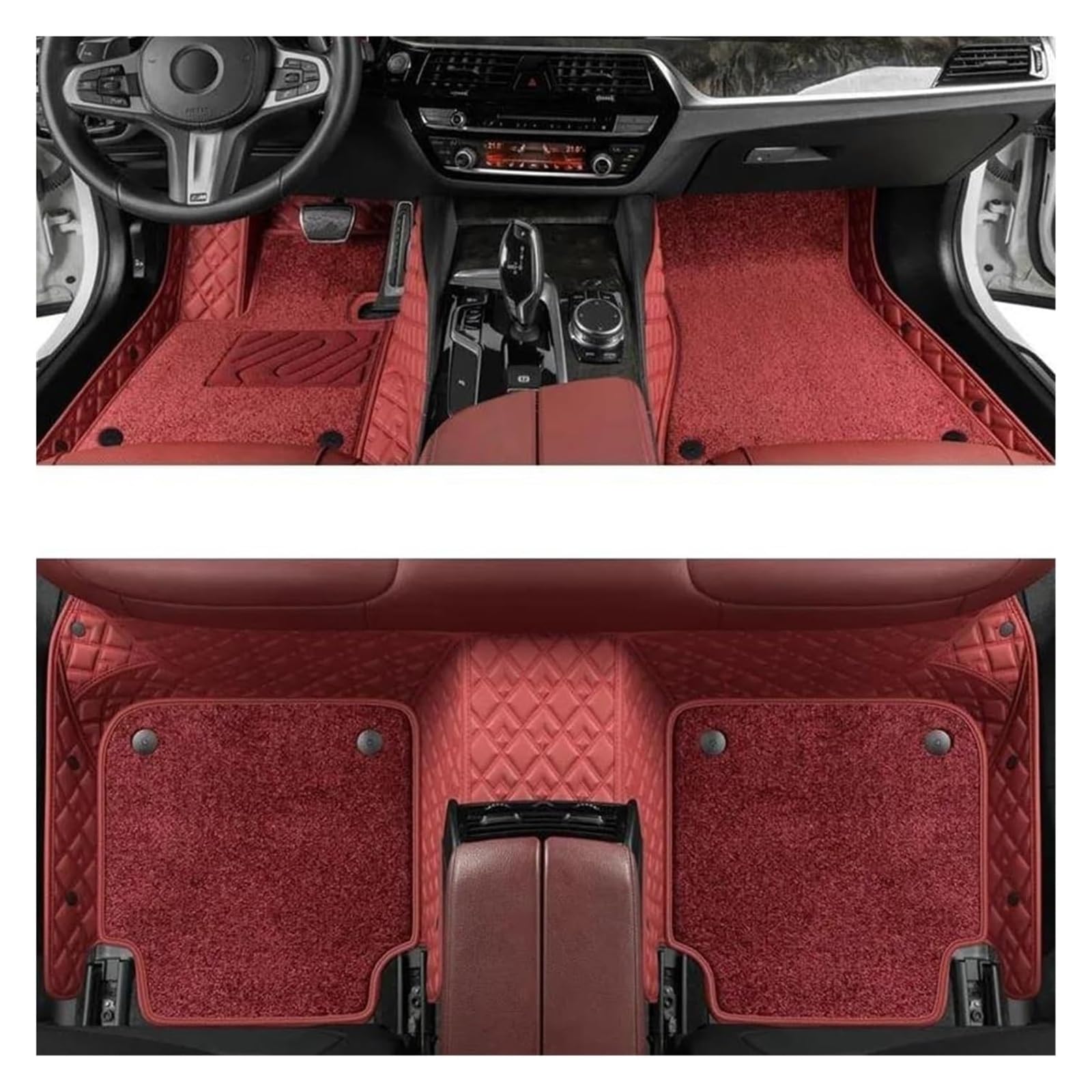 Vorne Hinten Automatten Für Opel Für Corsa D 2007 2008 2009 2010 2011 2012 2013 2014 Auto Matten Zubehör Innen Teppich Boden Matte Set(Claret 2) von VPLPEREQAK