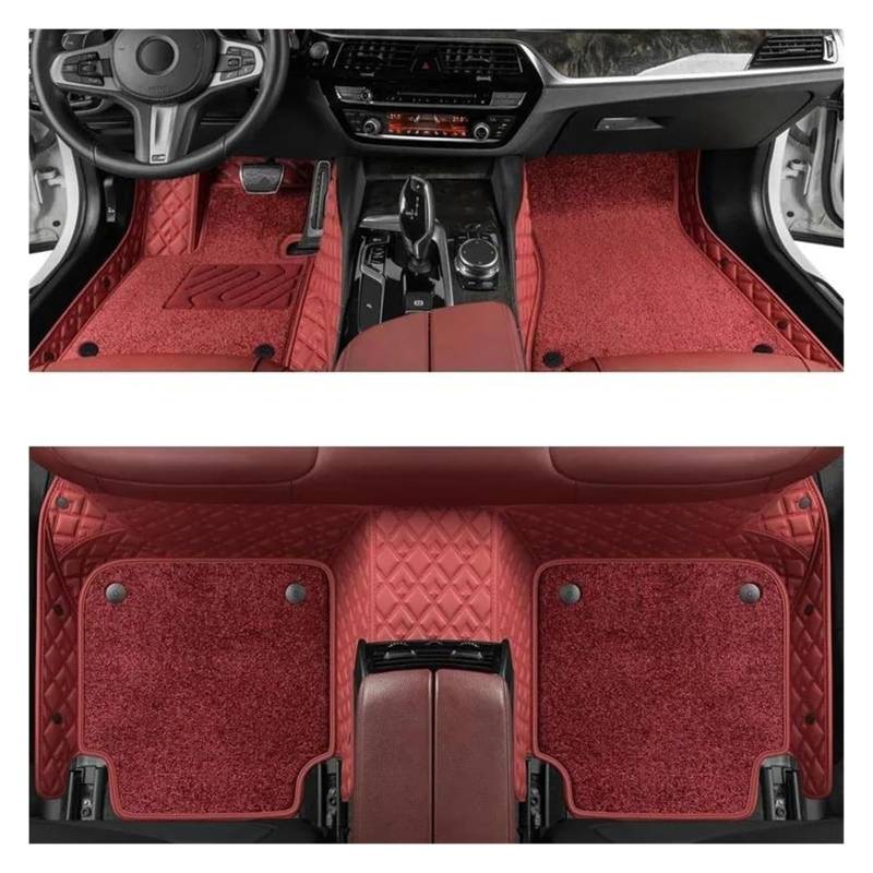 Vorne Hinten Automatten Für Opel Für Corsa D 2007 2008 2009 2010 2011 2012 2013 2014 Auto Matten Zubehör Innen Teppich Boden Matte Set(Claret 2) von VPLPEREQAK