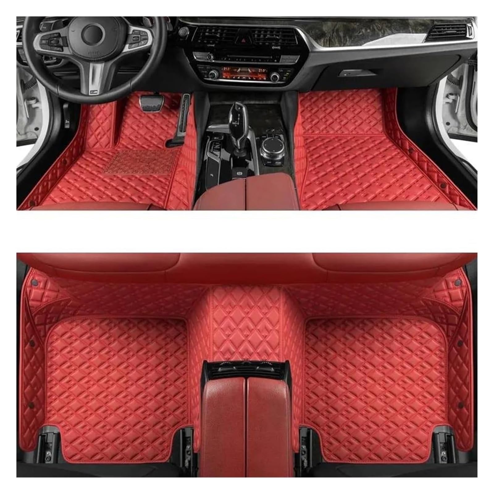 Vorne Hinten Automatten Für Opel Für Corsa D 2007 2008 2009 2010 2011 2012 2013 2014 Auto Matten Zubehör Innen Teppich Boden Matte Set(Red 1) von VPLPEREQAK
