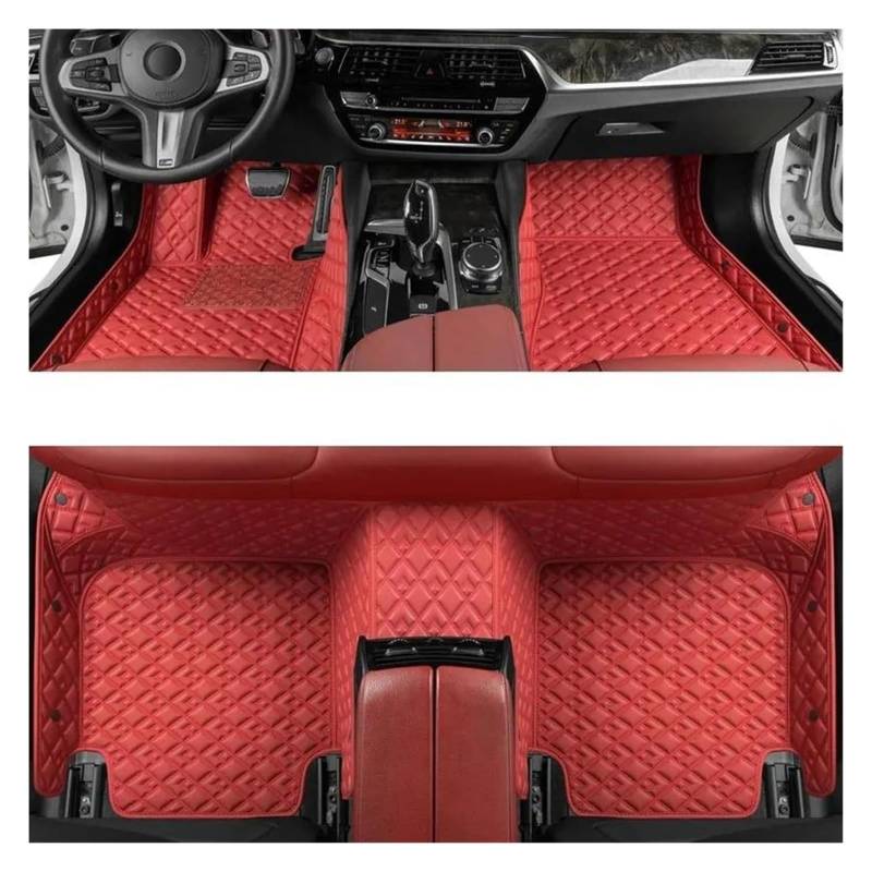 Vorne Hinten Automatten Für Opel Für Corsa D 2007 2008 2009 2010 2011 2012 2013 2014 Auto Matten Zubehör Innen Teppich Boden Matte Set(Red 1) von VPLPEREQAK