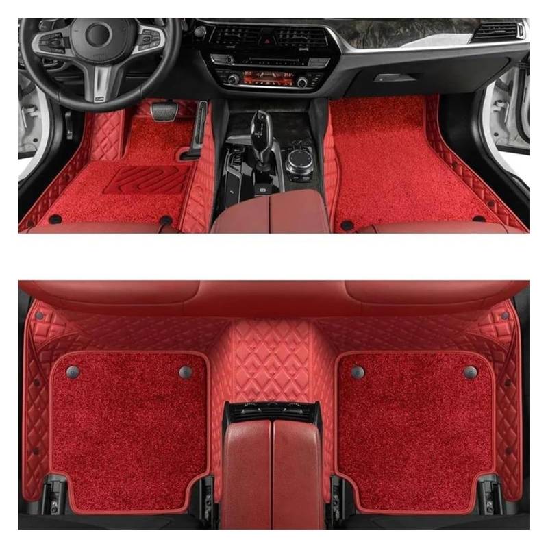 Vorne Hinten Automatten Für Opel Für Corsa D 2007 2008 2009 2010 2011 2012 2013 2014 Auto Matten Zubehör Innen Teppich Boden Matte Set(Red 2) von VPLPEREQAK
