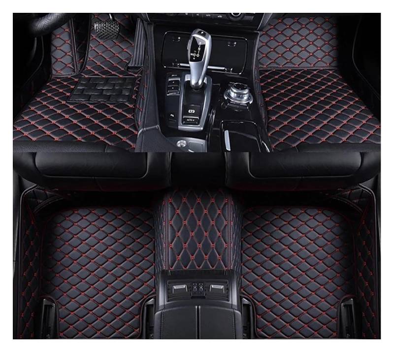 Vorne Hinten Automatten Für Peugeot Für 5008 Für 2018 Autozubehör Fußteppich Teppich Bodenmattensatz Fußmatten Autofußmatten(Black Red 4pcs) von VPLPEREQAK