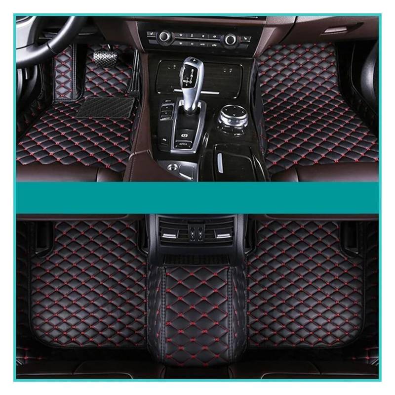 Vorne Hinten Automatten Für Skoda Für Fabia 2015-2018 Auto Fuß Pads Automobil Teppich Abdeckung Innen Zubehör Teppich Boden Matte Set(Black Red 4pcs) von VPLPEREQAK