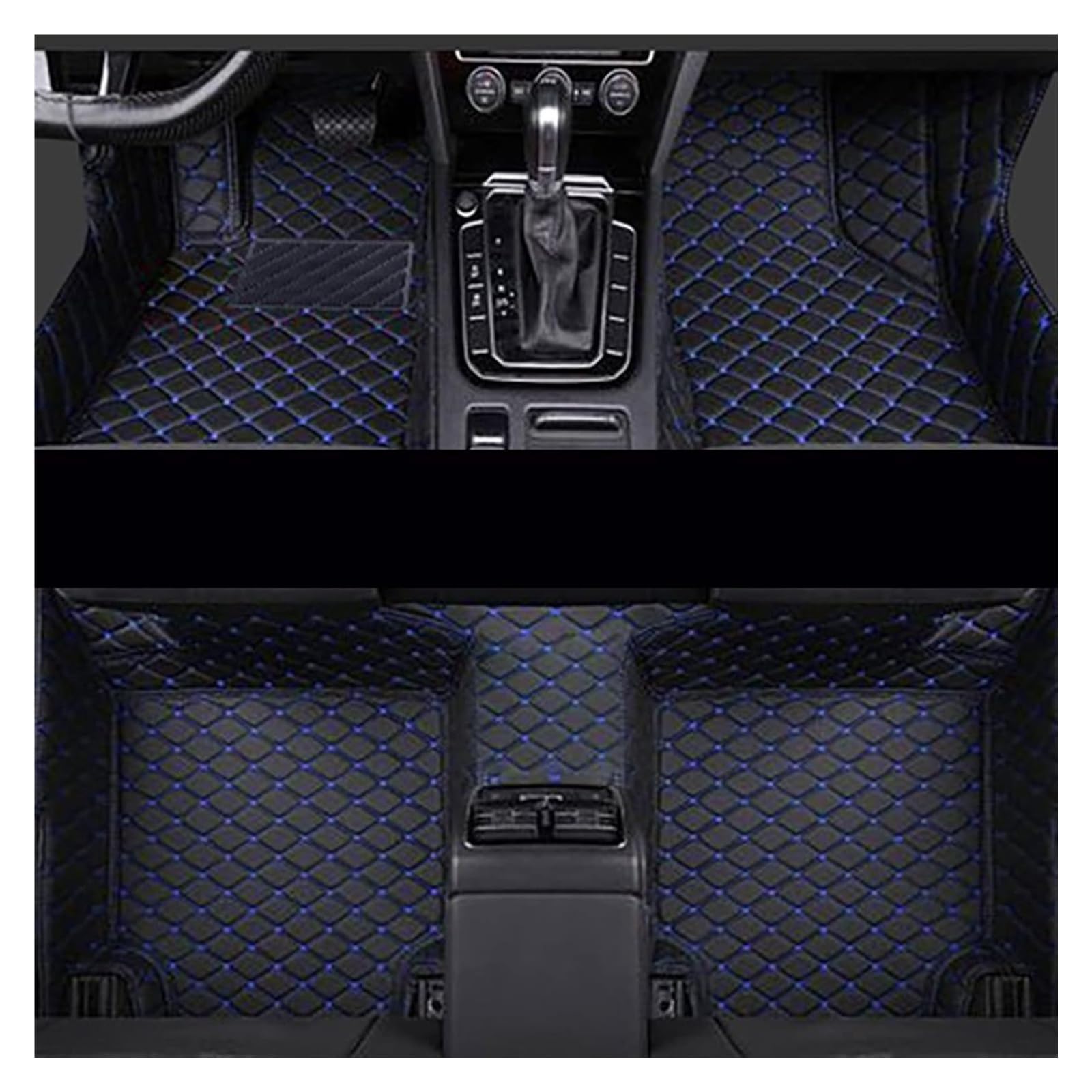 Vorne Hinten Automatten Für Skoda Für Karoq 2018 2019 2020 Auto Fußmatten Links Hand Stick Nach Auto Fuß Pads Automobil Teppich Abdeckung Innen(Black-Blue) von VPLPEREQAK