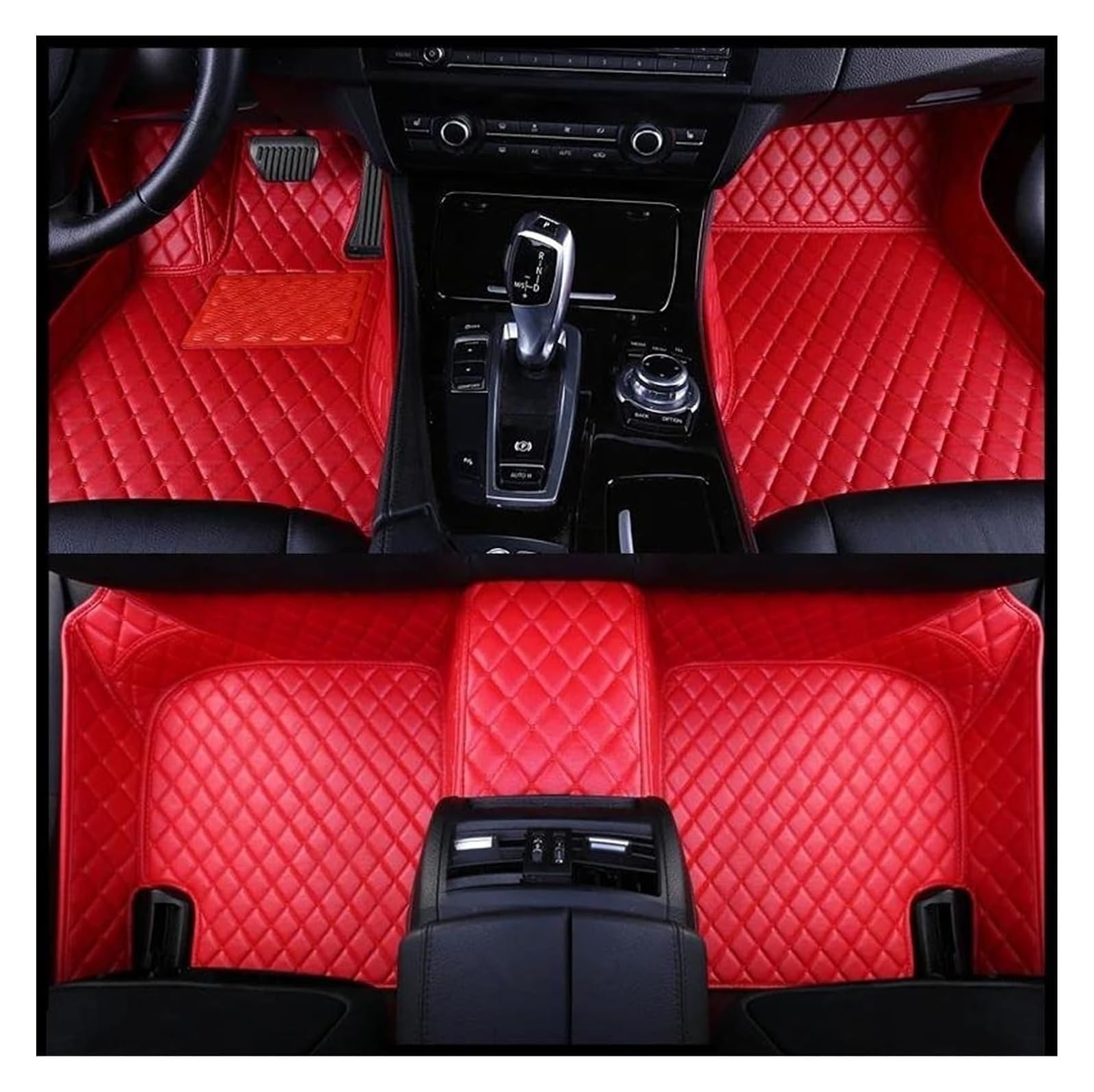 Vorne Hinten Automatten Für T&oyota Für Aygo 2014-2019 Auto Innen Zubehör Leder Teppiche Teppiche Fuß Pads Teppich Boden Matte Set(Red) von VPLPEREQAK