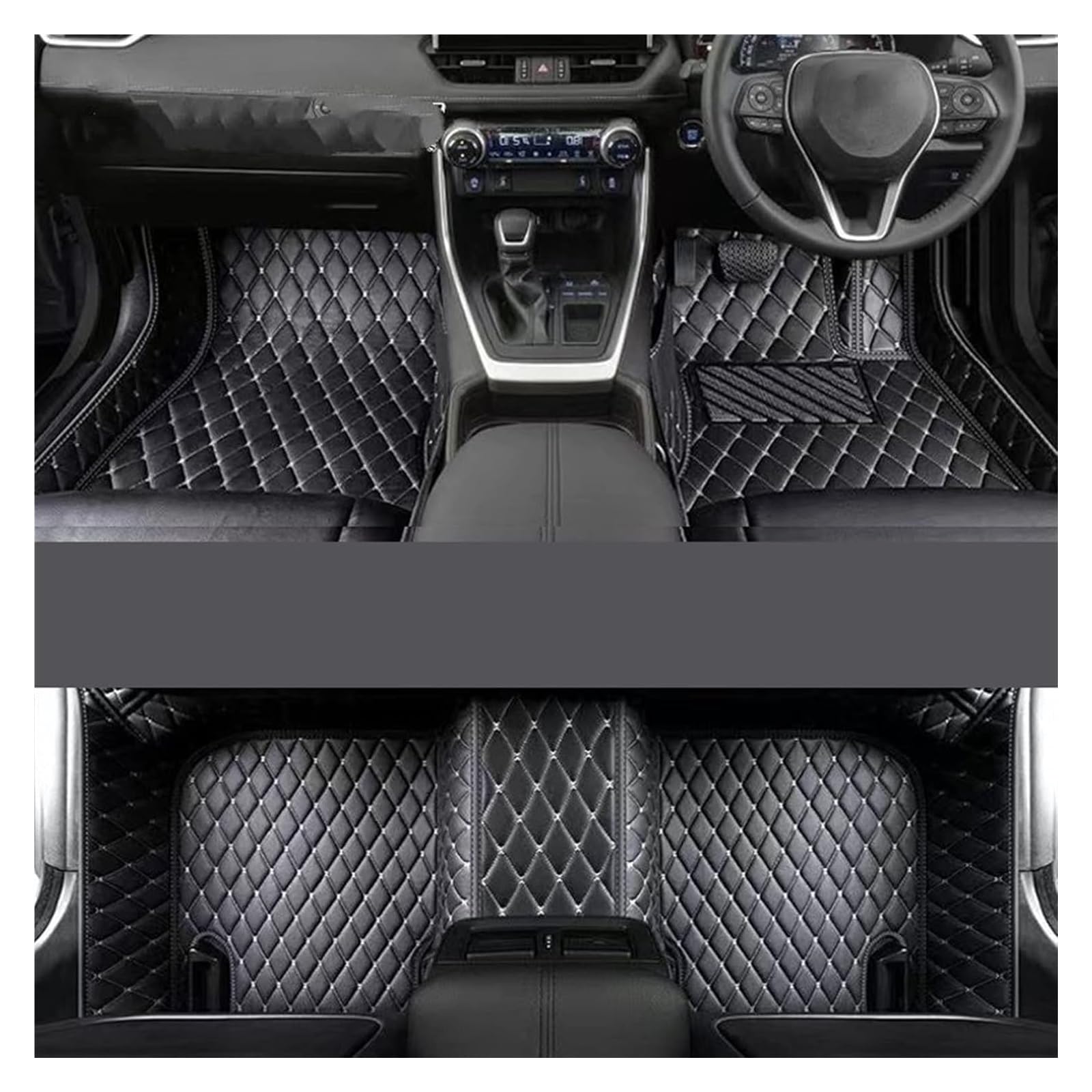 Vorne Hinten Automatten Für T&oyota Für RAV4 2020 2021 2022 RHD Rechtslenker Leder Auto Fußmatten Teppich Innen Fuß Pads Nicht Slip Boden Matte(Single Layer Black) von VPLPEREQAK