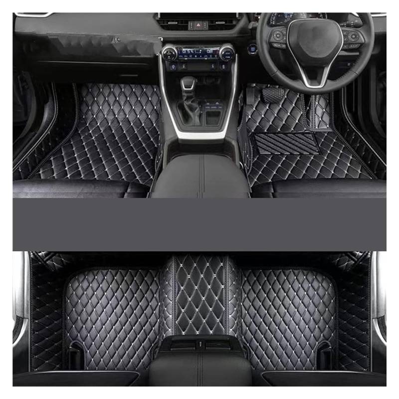 Vorne Hinten Automatten Für T&oyota Für RAV4 2020 2021 2022 RHD Rechtslenker Leder Auto Fußmatten Teppich Innen Fuß Pads Nicht Slip Boden Matte(Single Layer Black) von VPLPEREQAK