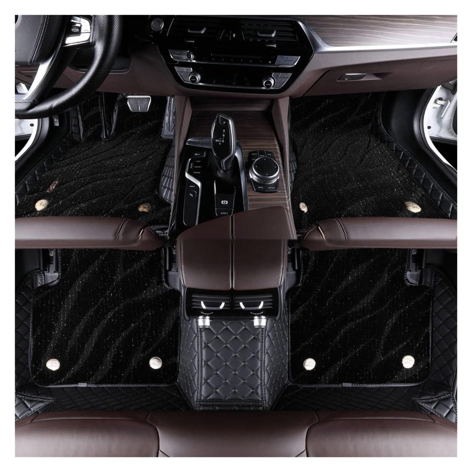 Vorne Hinten Automatten Für T&oyota Für Sienna 2005-2008 (armlehne Box) Maßgeschneiderte Volle Abdeckung Vorne Hinten Reihe Teppich Set All-Wetter Wasserdicht Doppel(A-Black) von VPLPEREQAK
