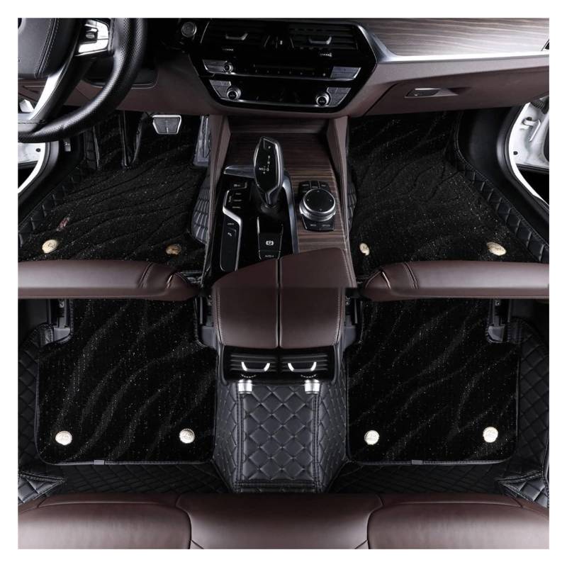 Vorne Hinten Automatten Für T&oyota Für Sienna 2005-2008 (armlehne Box) Maßgeschneiderte Volle Abdeckung Vorne Hinten Reihe Teppich Set All-Wetter Wasserdicht Doppel(A-Black) von VPLPEREQAK
