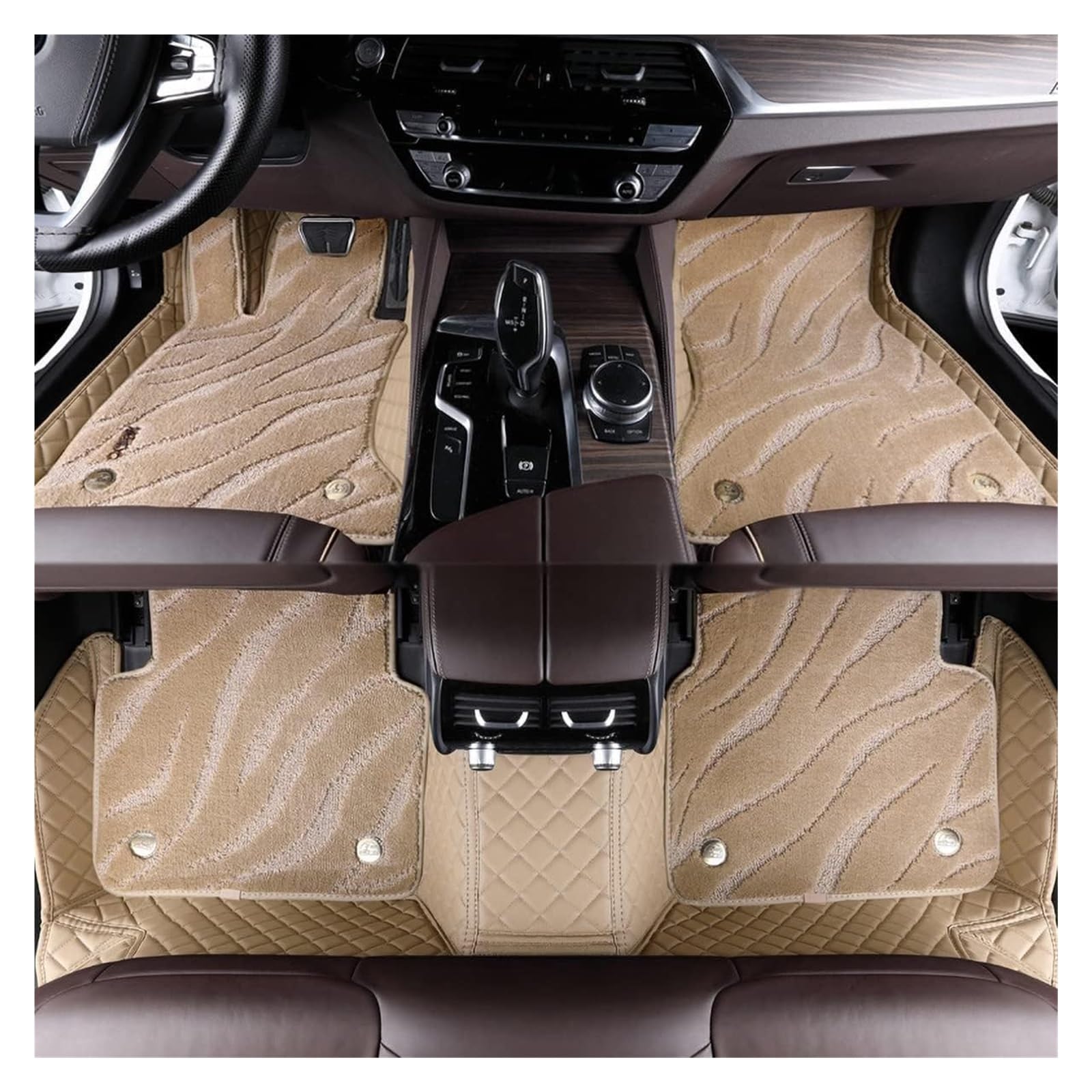 Vorne Hinten Automatten Für T&oyota Für Sienna 2005-2008 (armlehne Box) Maßgeschneiderte Volle Abdeckung Vorne Hinten Reihe Teppich Set All-Wetter Wasserdicht Doppel(B-Beige) von VPLPEREQAK