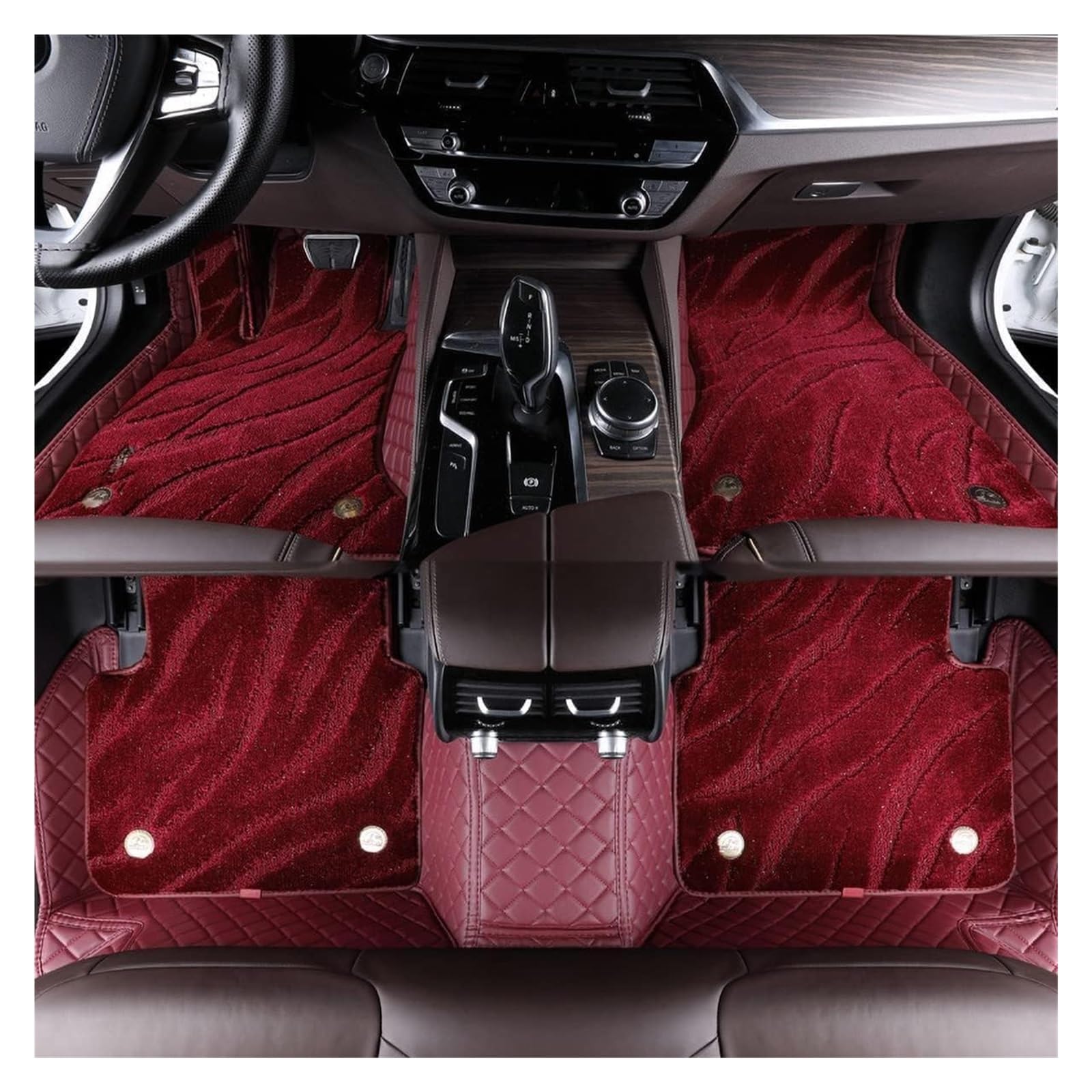 Vorne Hinten Automatten Für T&oyota Für Sienna 2005-2008 (armlehne Box) Maßgeschneiderte Volle Abdeckung Vorne Hinten Reihe Teppich Set All-Wetter Wasserdicht Doppel(D-Wine red) von VPLPEREQAK
