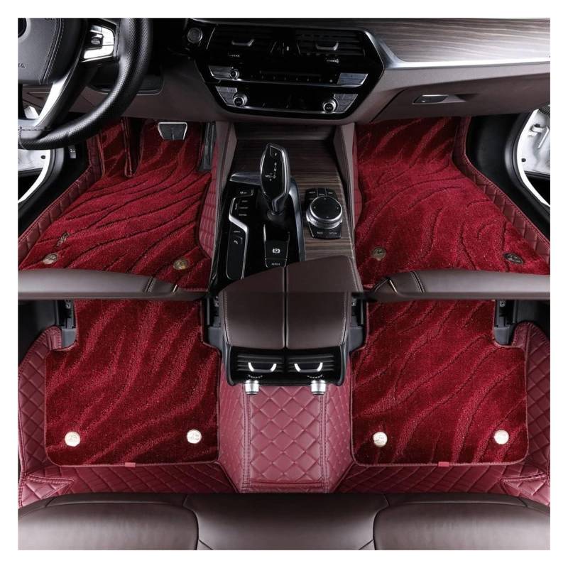 Vorne Hinten Automatten Für T&oyota Für Sienna 2005-2008 (armlehne Box) Maßgeschneiderte Volle Abdeckung Vorne Hinten Reihe Teppich Set All-Wetter Wasserdicht Doppel(D-Wine red) von VPLPEREQAK