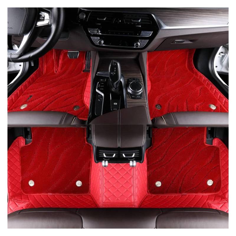 Vorne Hinten Automatten Für T&oyota Für Sienna 2005-2008 (armlehne Box) Maßgeschneiderte Volle Abdeckung Vorne Hinten Reihe Teppich Set All-Wetter Wasserdicht Doppel(F-Red) von VPLPEREQAK