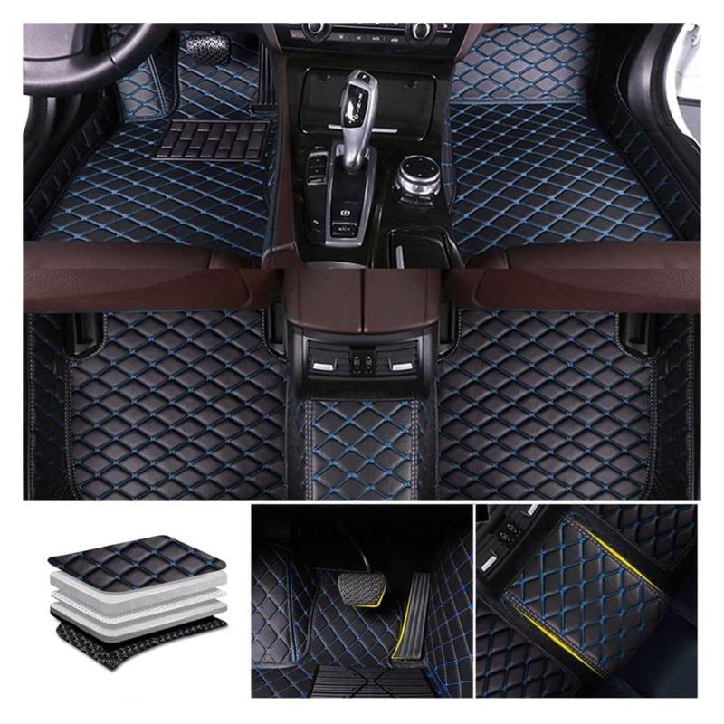 Vorne Hinten Automatten Für T&oyota Für Sienna 2011–2016 Maßgeschneiderter Teppichsatz Mit Vollständiger Abdeckung Für Die Vordere Und Hintere Reihe Bodenbeläge(C-Black/Blue) von VPLPEREQAK