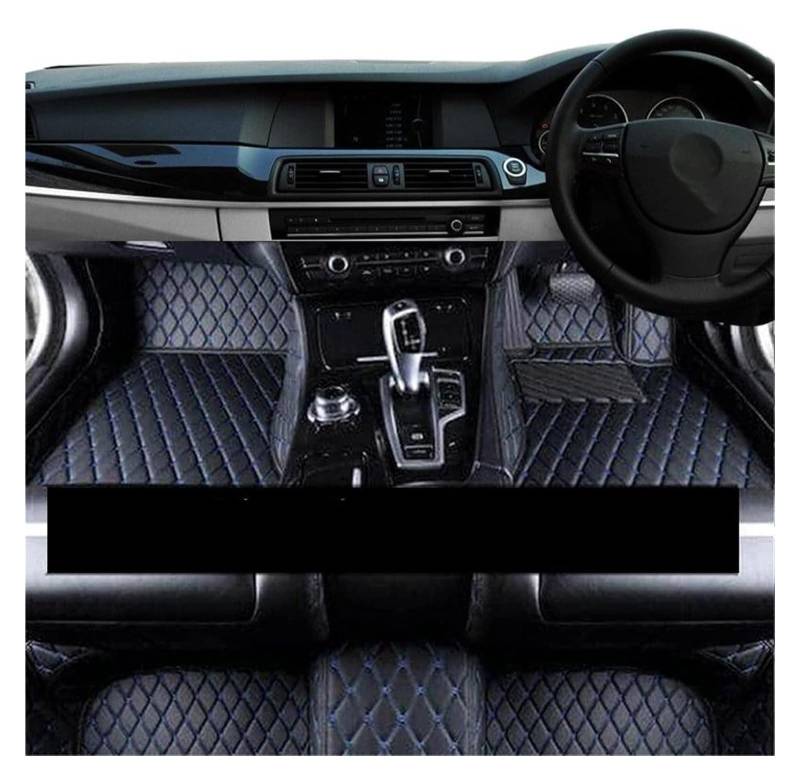 Vorne Hinten Automatten Für VW Für Caddy 2K 2015-2017 2018 2019 Auto Matten wasserdichte Auto Auto Fußmatten Auto Zubehör rutschfeste Auto Boden Matte(RHD Black Blue) von VPLPEREQAK