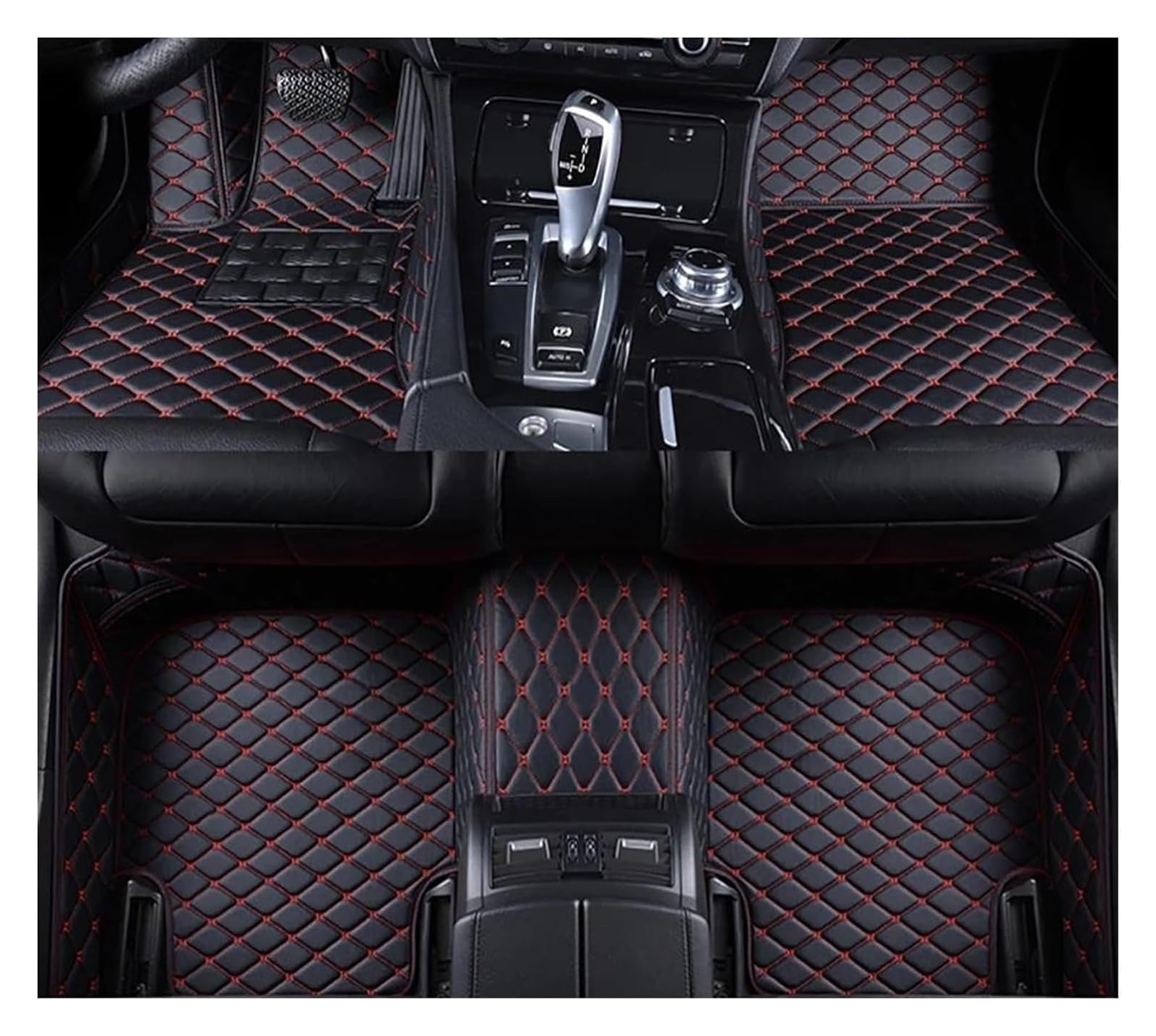 Vorne Hinten Automatten Für VW Für Passat Für Saloon Für B5 B5.5 B6 B7 B8 Auto Zubehör Fuß Teppich Teppich Boden Matte Set(Black Red 4pcs) von VPLPEREQAK