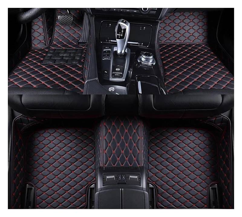 Vorne Hinten Automatten Für VW Für Passat Für Saloon Für B5 B5.5 B6 B7 B8 Auto Zubehör Fuß Teppich Teppich Boden Matte Set(Black Red 4pcs) von VPLPEREQAK