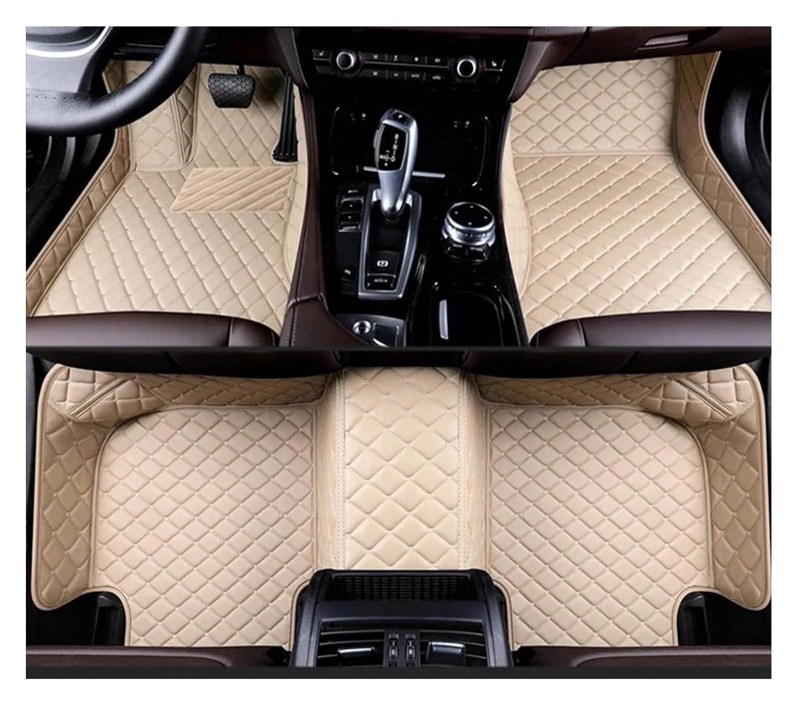 Vorne Hinten Automatten Für VW Für T Cross Für T-Cross 2018-2023 Autoteppiche Zubehör Teppichbodenmattensatz Fußmatten Autofußmatten(Beige) von VPLPEREQAK